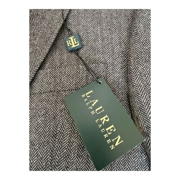 Ralph Lauren 100% Wool Charcoal Herringbone‎ Preppy Patch Sport Jacket 42R NWT - Picture 14 of 16